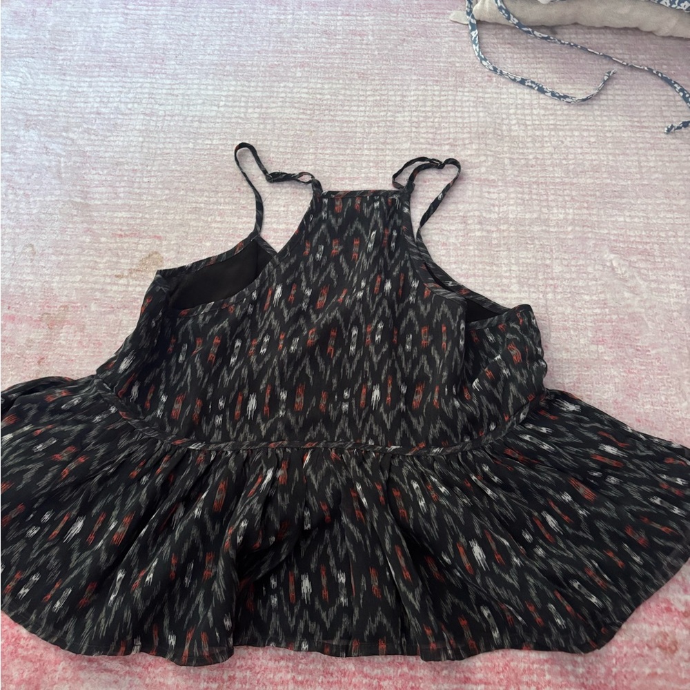 Lucky Brand Black and Gray Patterned Tank Top